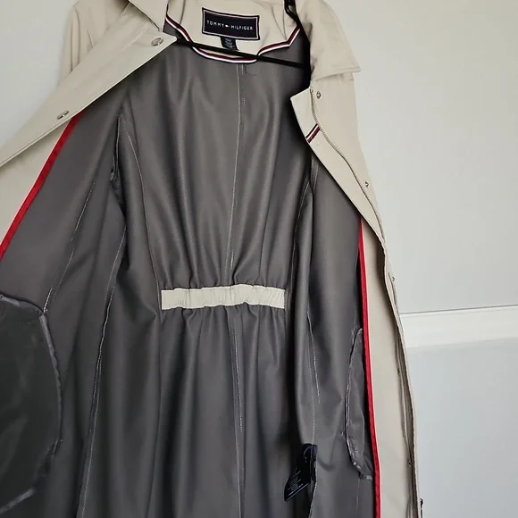 Tommy Hilfiger Trench Rain Coat Removable Hood Tan XL - Picture 9 of 11